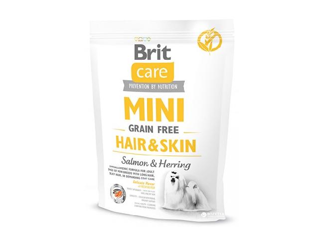 Brit Care Grain-Free Mini Hair&Skin Salmon&Herring/ беззерновий, для краси шерсті і шкіри дорослих собак дрібних порід, Brit Care Grain-Free Mini Hair&Skin Salmon&Herring/ беззерновий, для краси шерсті і шкіри дорослих собак дрібних порід, 0,4кг