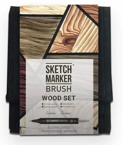 Набір маркерів  Brush &quot;Дерево&quot; 12 шт, SMB-12WOOD SKETCHMARKER