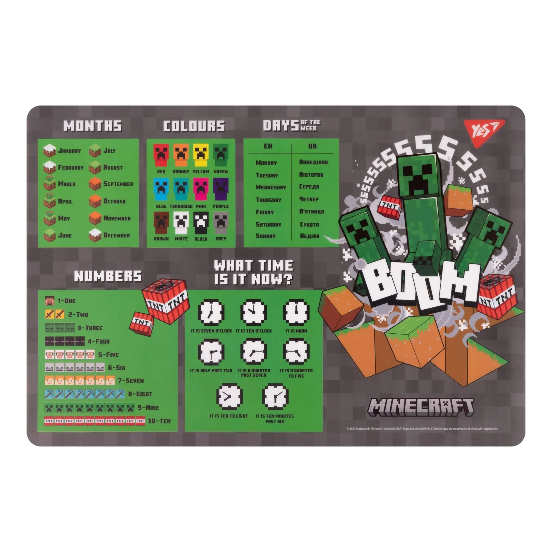 Підкладка для столу  Yes "Minecraft. Creepers" табл. англ.