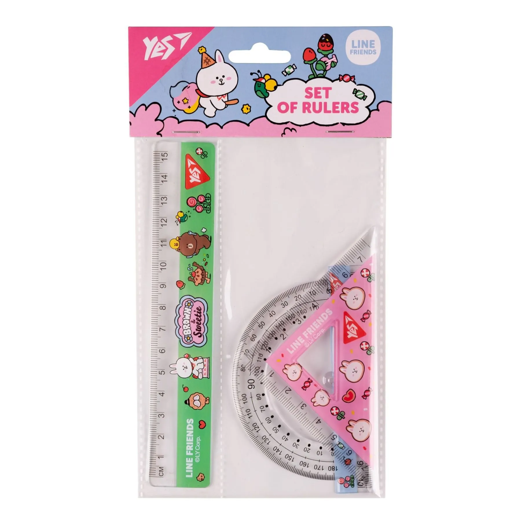 Набір лінійок Yes (3 предмети) &quot;Line friends&quot;, лінійка 15 см