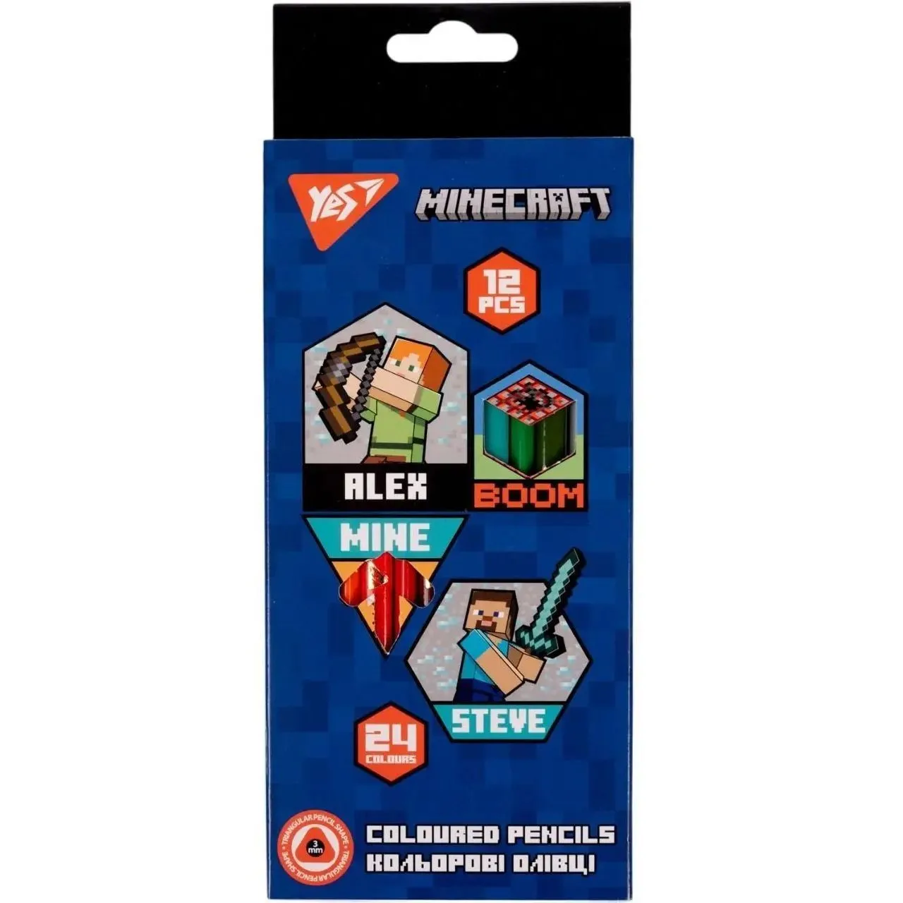 Олівці кольорові YES 12/24 кол. "Minecraft"