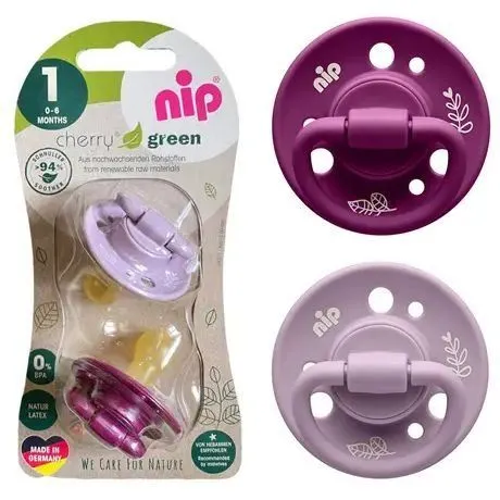 Пустушка кругла &quot;Вишенька Зелена Серія для новонароджених&quot;(латекс) (від 0 до 2 місяців),(2 шт)/ NIP