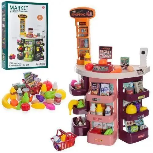 Магазин 922-06A прилавок, каса, вітрина, продукти, сканер,44предм.,муз.,світло,бат.,кор.,76-49-12см.