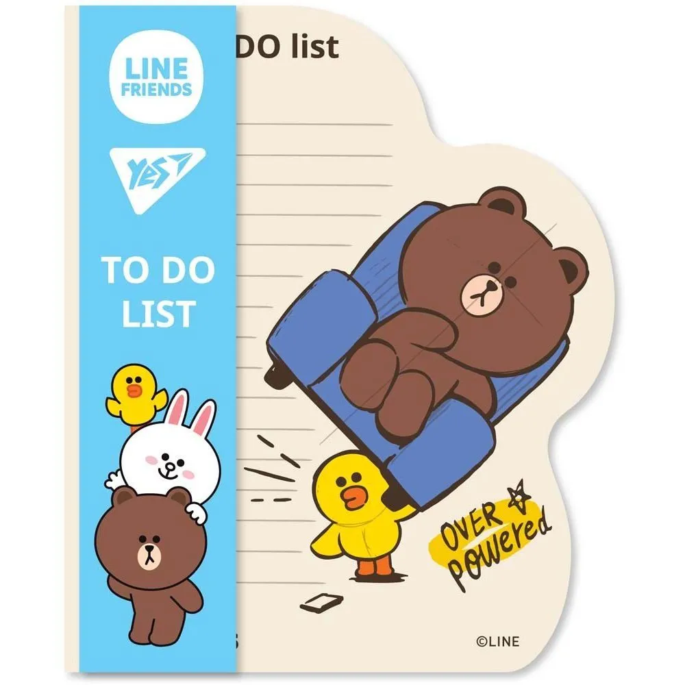 Папір для нотаток YES To Do Line Friends boy планшет з магнітом, блок 52 аркуша