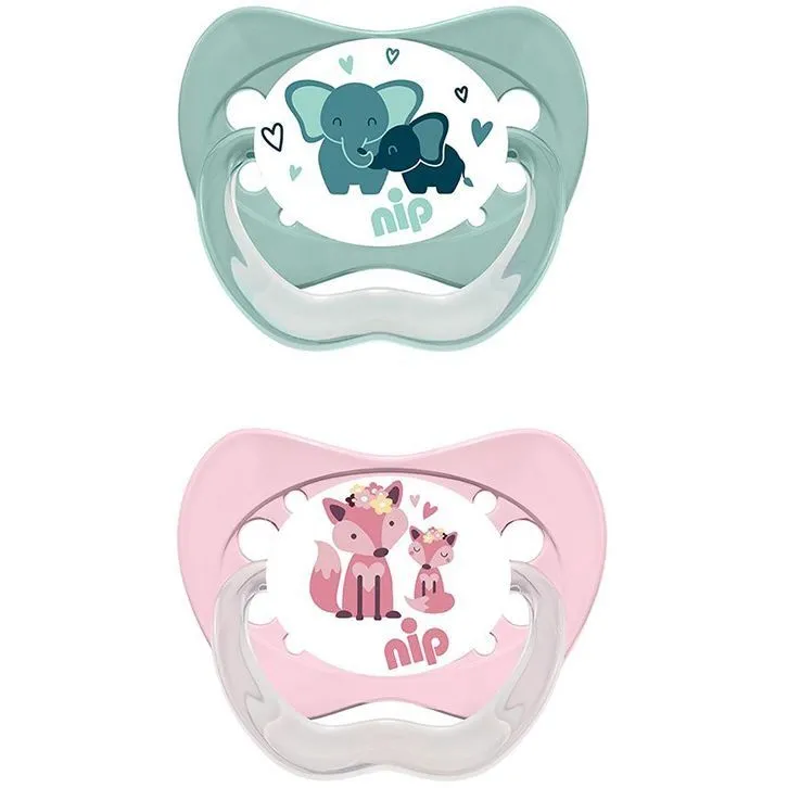 Пустушка &quot;Моя сім&#039;я 1&quot; &quot;Д&quot; (латекс) слоник/лисичка  0-6 місяців (2 шт)/ NIP