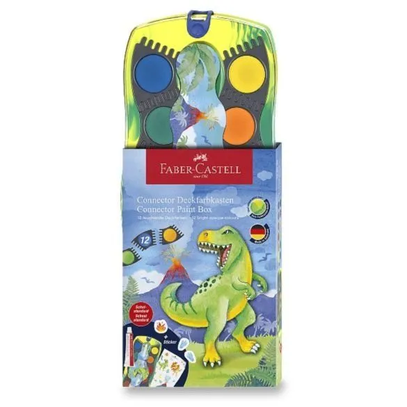 125036 ФАРБИ 12 КОЛ. СУХІ АКВАРЕЛЬНІ CONNECTOR DINOSAUR