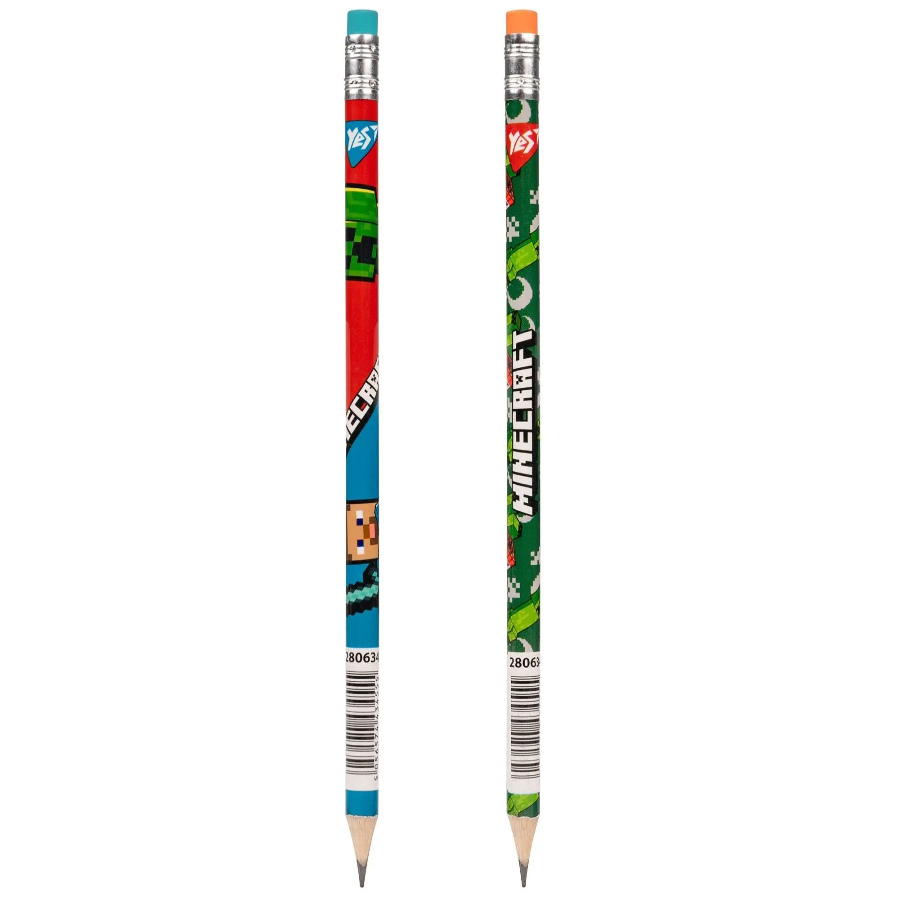 Олівець Yes ч/гр круг. з ласт.  в пл. тубі, 36шт/уп "Minecraft " 2 диз. мікс
