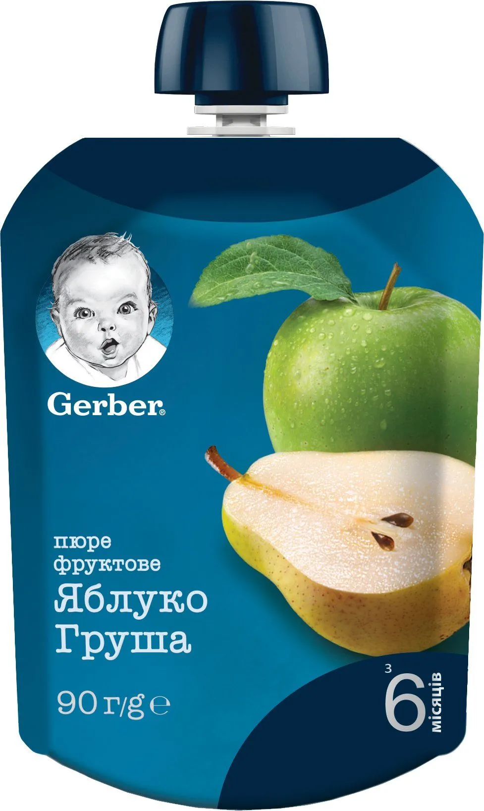 Пюре &quot;Яблуко, груша&quot; 90 г пауч, Gerber