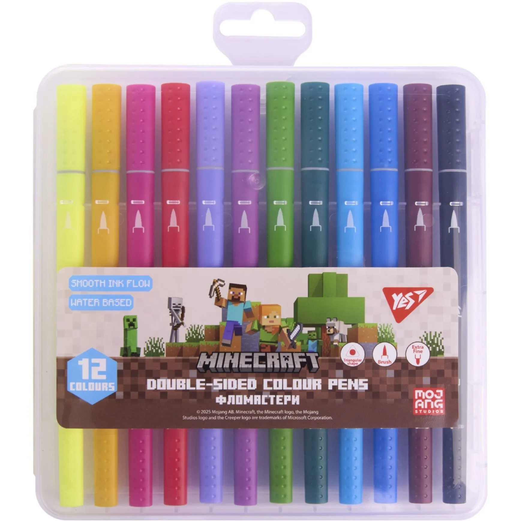 Фломастери двосторонні Yes 12 кольорів &quot;Minecraft&quot;