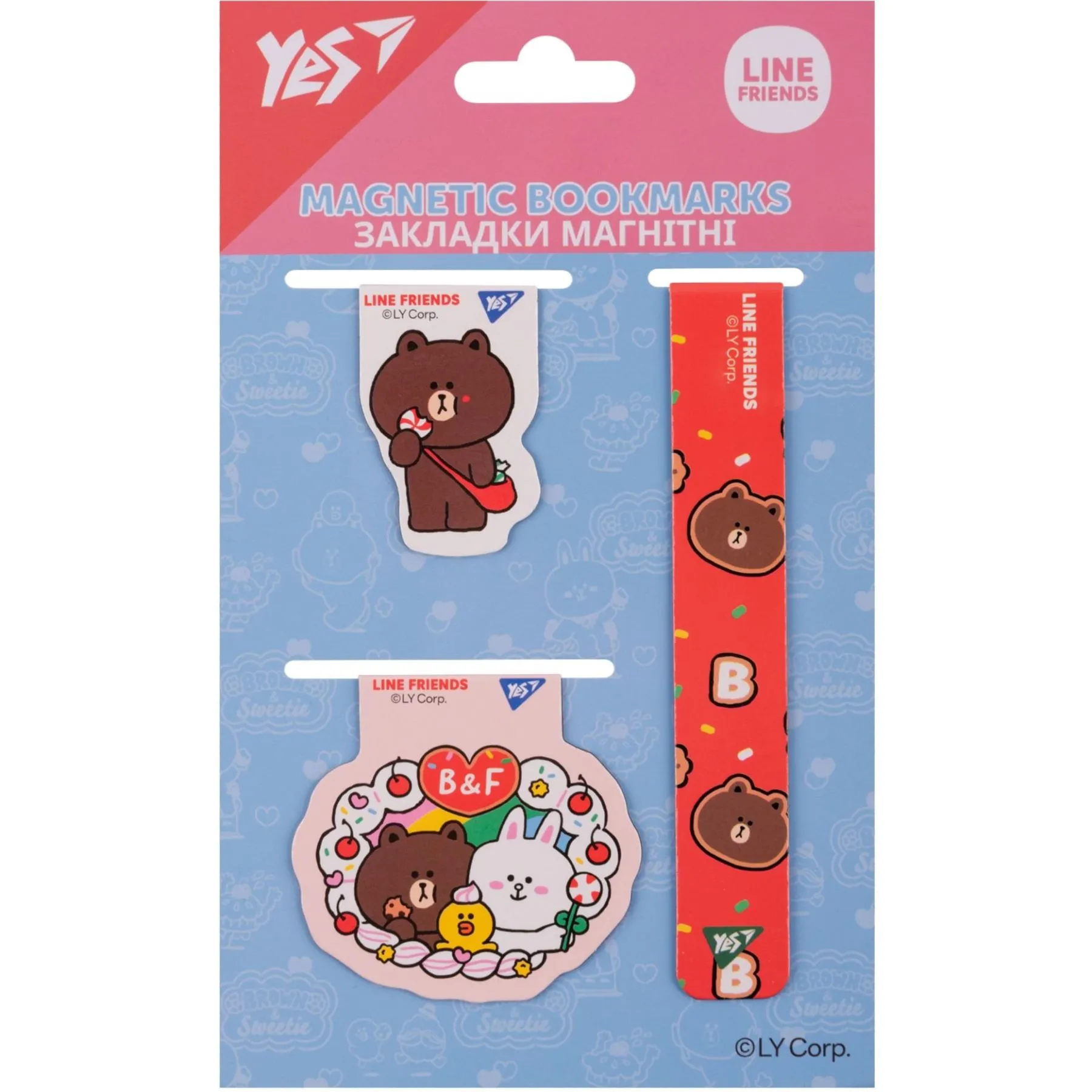Закладки магнітні Yes "Line Friends", 3 шт