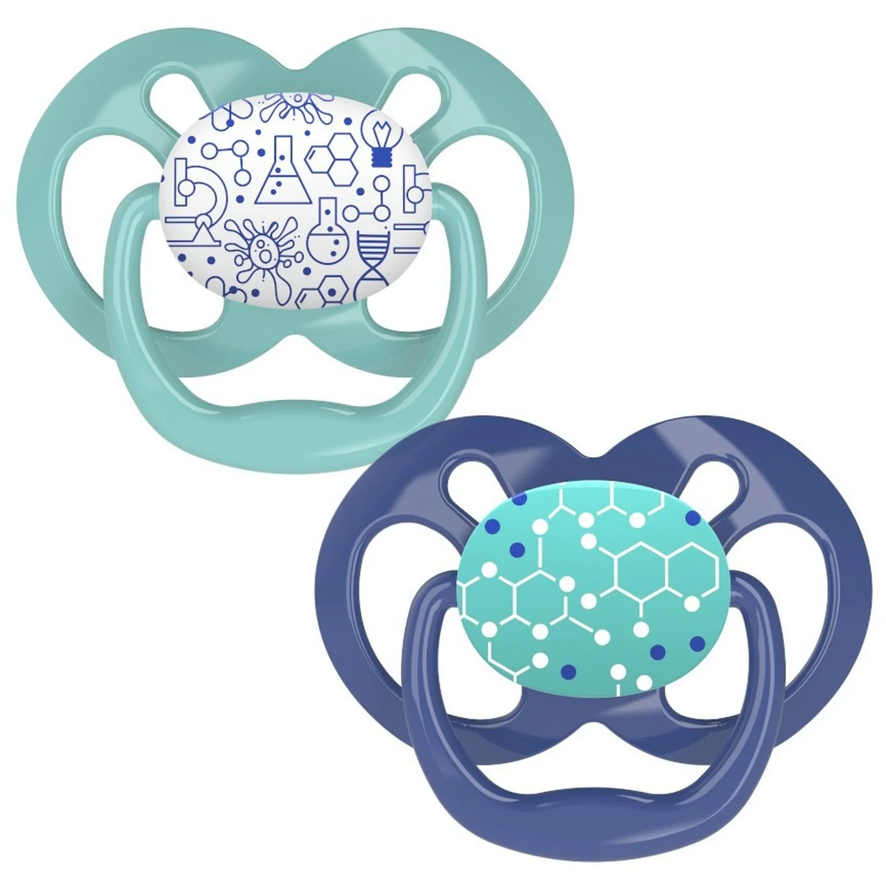 Пустушка Advantage &quot;Голубий космос&quot; 0-6 міс, 2 шт в упаковці, 2 кришечки