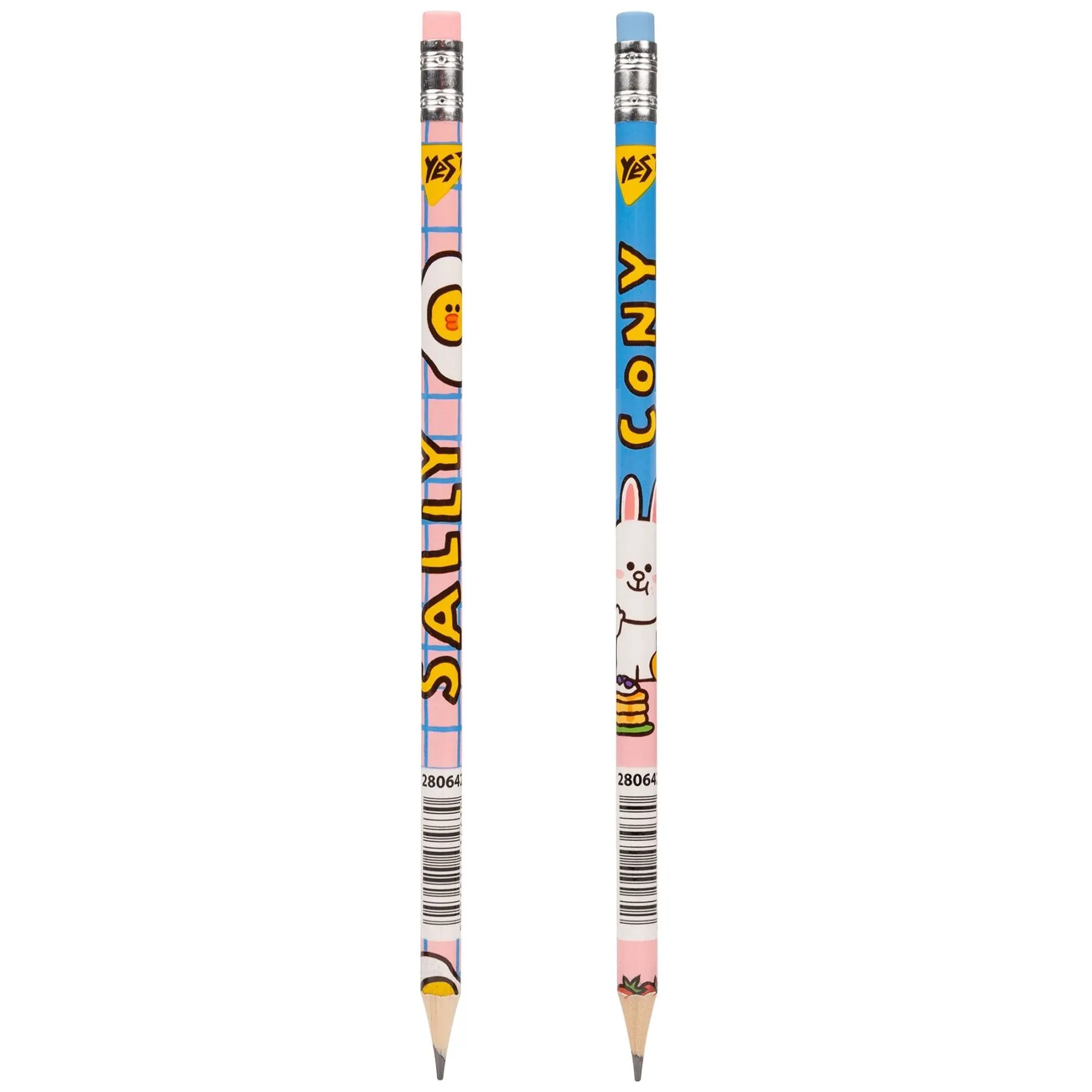 Олівець Yes ч/гр круг. з ласт.  в пл. тубі, 36шт/уп "Line Friends. Sally and Cony" диз. мікс