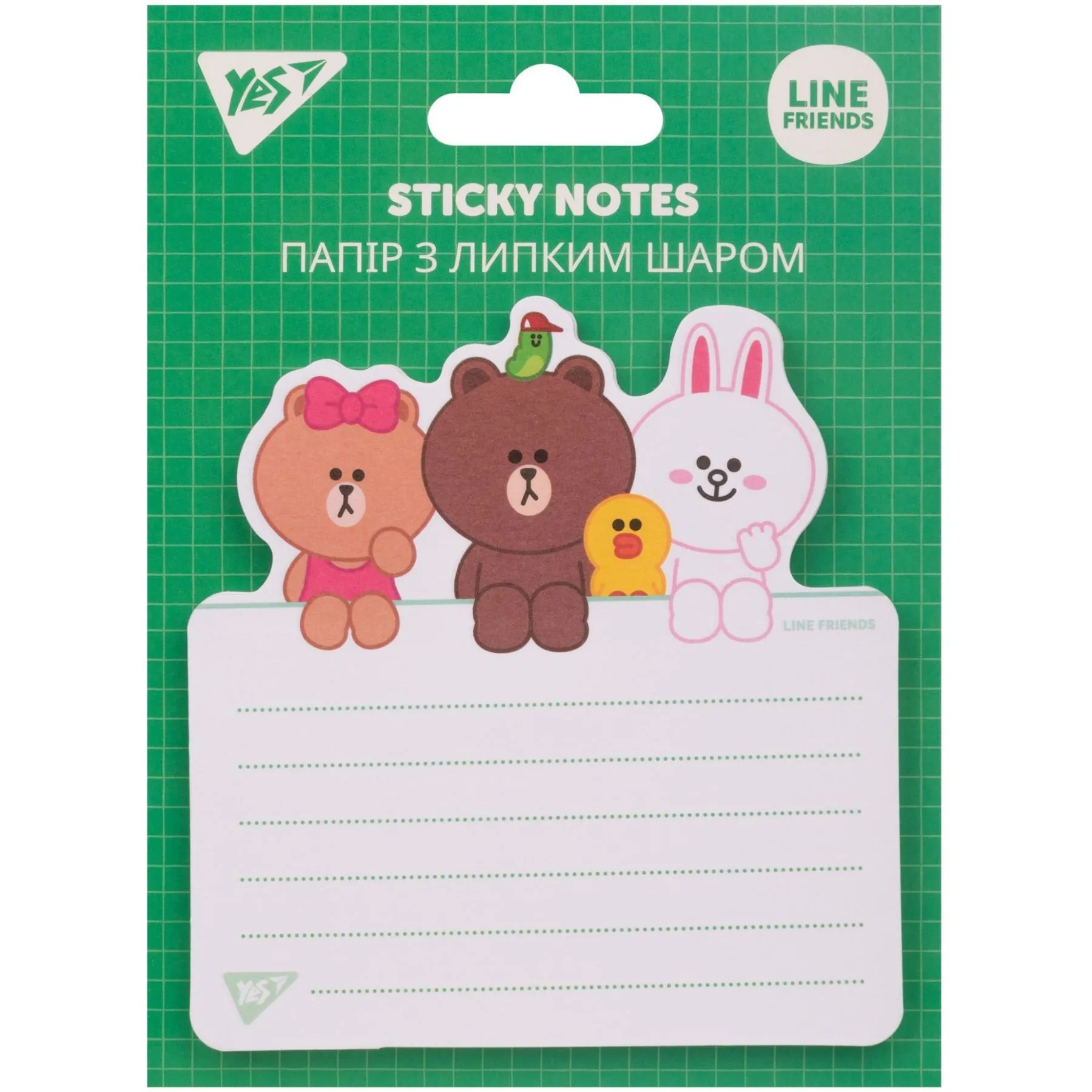 Папір з липким шаром YES фігурний &quot;Line Friends&quot;, 40 аркушів