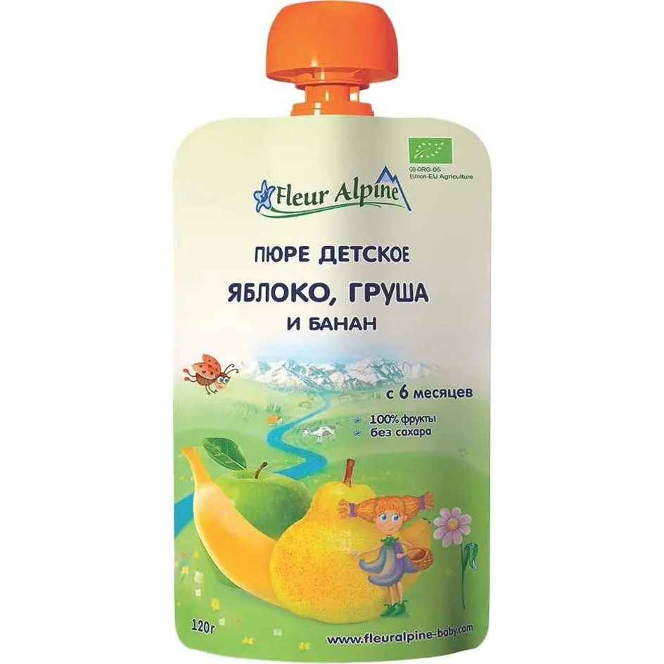 Дитяче фруктове пюре Fleur Alpine Organic &quot;Яблуко, груша і банан&quot; 120г