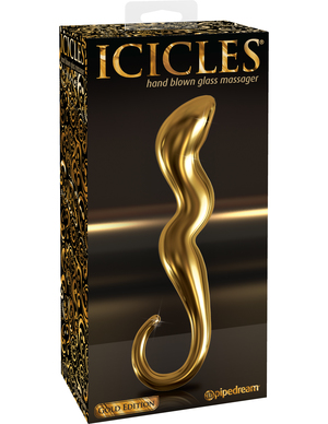 Фаллоімітатор зі скла з золотим напиленням Icicles Gold Edition G01, 18 см х 3 см