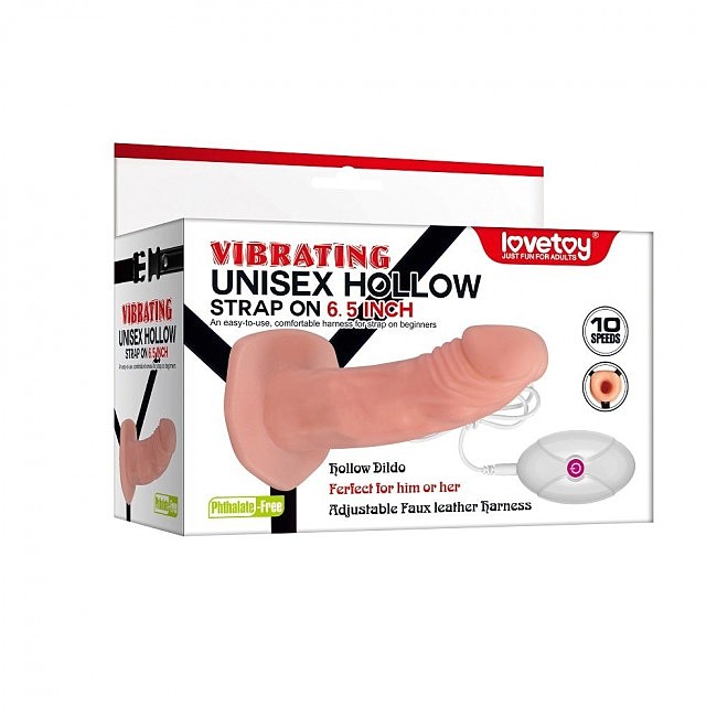 Чоловічий страпон Вібруючий Універсальний Порожній Strap On, 18,5 х 3,8 см