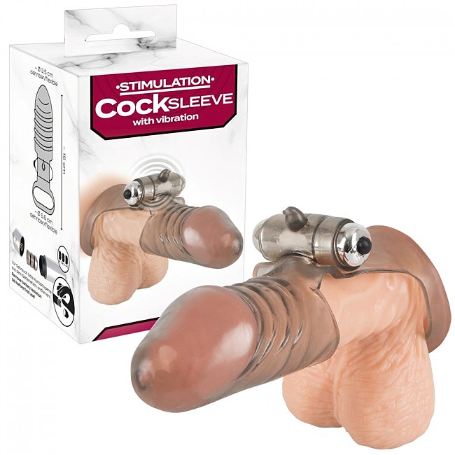 Вібронасадка на член Cock Sleeve With Vibration, 15 х 5,5 см