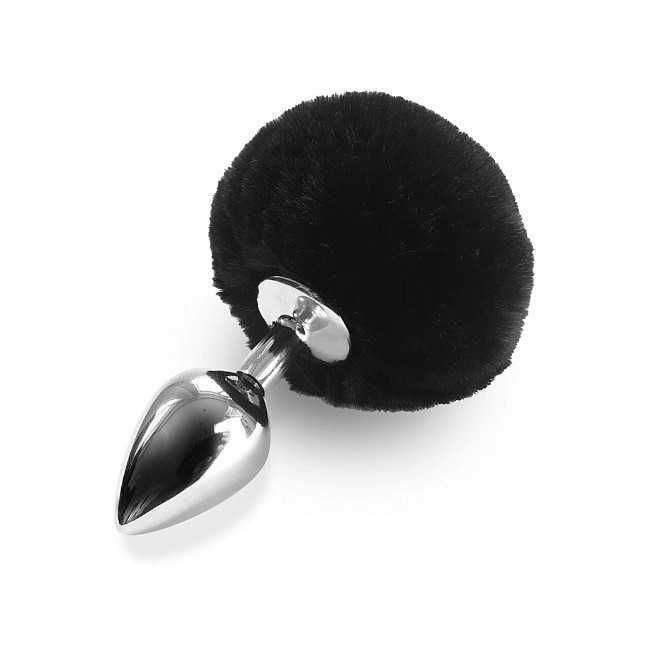 Металева анальна пробка М Art of Sex - Metal Butt plug Rabbit Tail, Білий 3,5 см