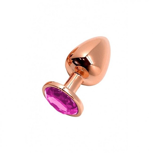 Анальна пробка Wooomy Tralalo Rose Gold Metal Plug MAGENTA M (Пурпурний)