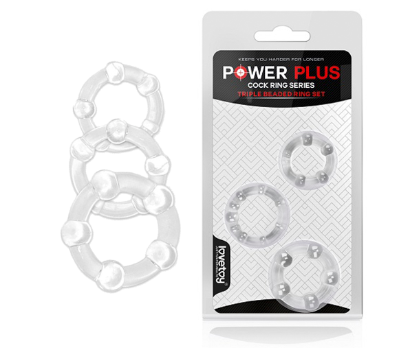 Набір ерекційних кілець  Power Plus Triple Beaded Ring Set Clear