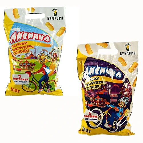 Кукурудзяні палички Бумкорн 100г лисичка з 2-ма сюрпризами
