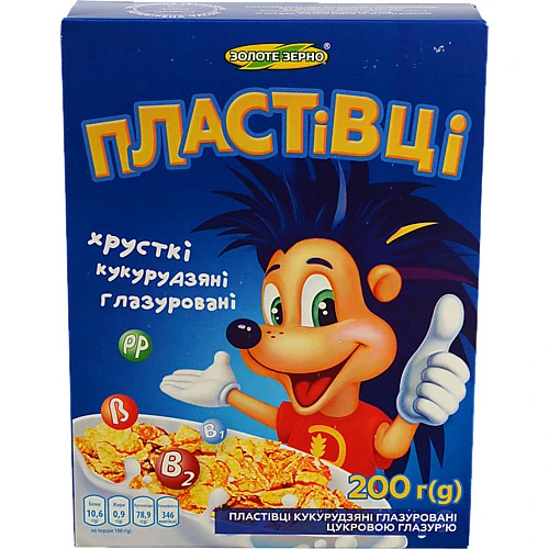 Пластівці кукурудзяні цукровою глазур'ю Молочні Золоте Зерно к/у 200г