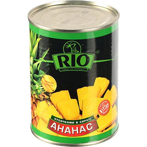 Ананас шматочки в сиропі Rio залізна банка 580мл