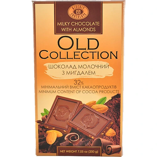 Шоколад ХБФ 200г old collection мигдаль молочний