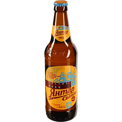 Пиво 0.5л 4.2% світле пастеризоване Янтар пл