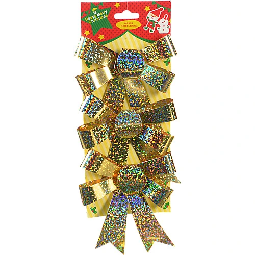 Бант голографічний золотий 3 шт