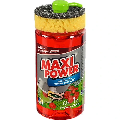 Засіб для миття посуду із запахом суниці Maxi Power 1л