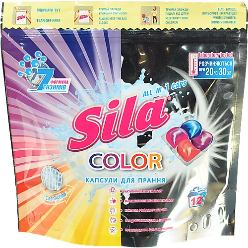 Засіб д.прання Сила 12шт color в капсулах c