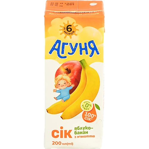 Сік Агуня 0.2л яблуко банан з мякотью