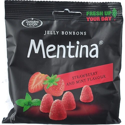 Цукерки Zaharni Zavodi 80г желейні полуниця мята Mentina