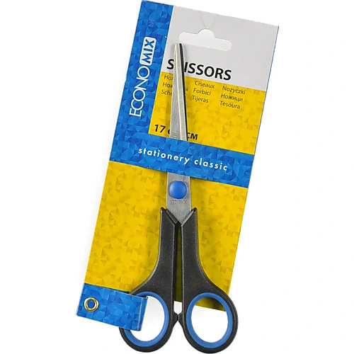 Ножиці 17 см Economix з гумовими вставками. Асорті
