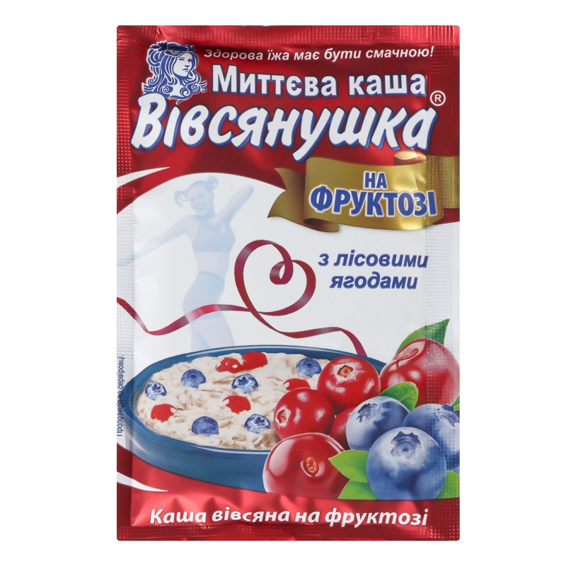 Каша вівсяна на фруктозі з лісовими ягодами Моментальная Овсянушка м/у 40г