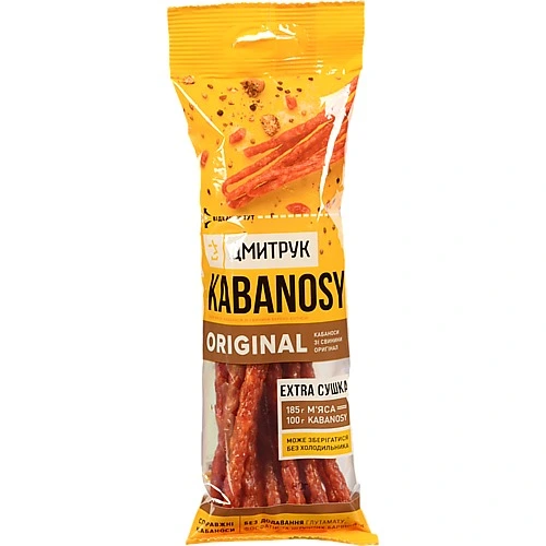 Ковбаски [Дмитрук Kabanosy Originalk варено-копчені зі свинини 80 г