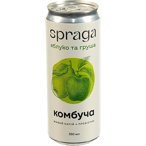 Напій безалкогольний слабогазований Яблуко та груша Комбуча Spraga з/б 330мл