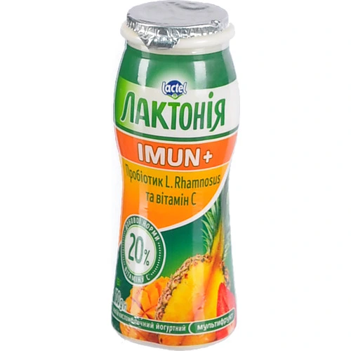 Йогурт Лактонія 100мл 1.5% мультифрукт пробiотік вiтамiн З