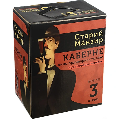 Вино Старий манзир 3л каберне сухе червоне ординарне столовое