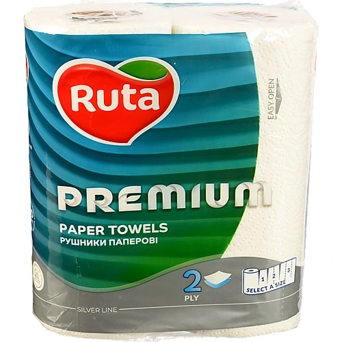 Рушники паперові двошарові Premium Ruta (2 рулони)
