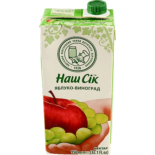 Нектар Яблуко-виноград Наш Сік 950мл