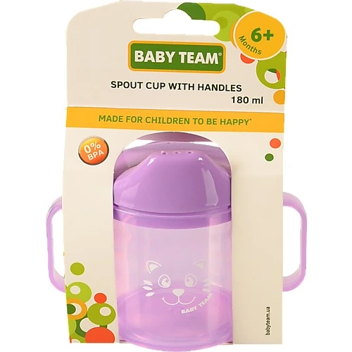 Поїльник-спаут з ручками BABY TEAM. 180мл.  арт. 5007