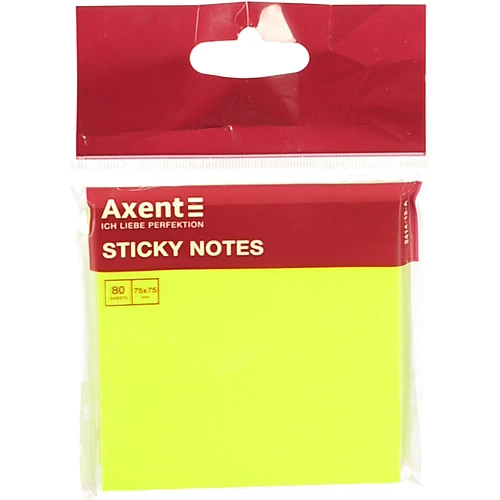 Блок клейкий Axent 75x75мм 80 арк. зелений. неон