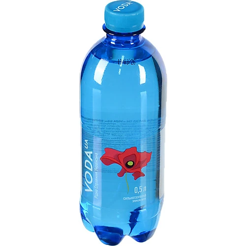 Вода питна ТМ VODA UA.Рідна Справжня Українська. 0.5 л.. сильногаз. ПЕТ