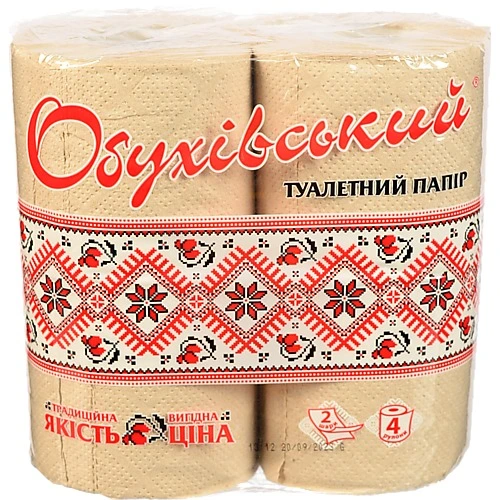 Туалетний папір Обухів 4р.2шаровий сірий