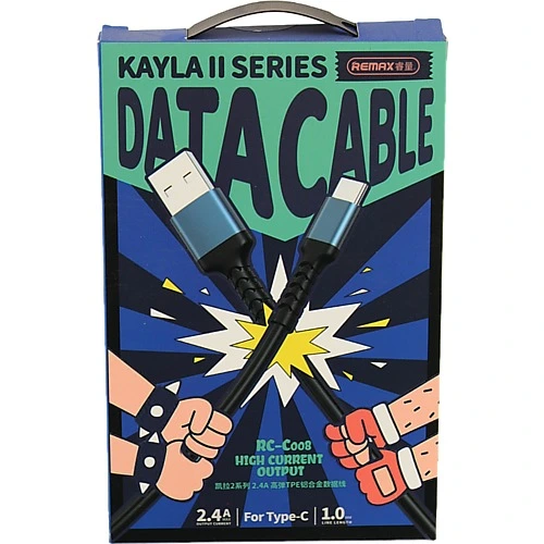 Кабель Remax RC-C008 Kayla II Series USB Type-C 2.4A 1м. чорний