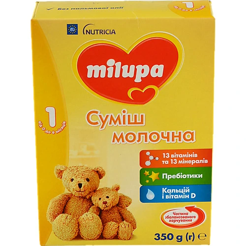 Суміш молочна для дітей 0-6міс суха 1 Milupa к/у 350г