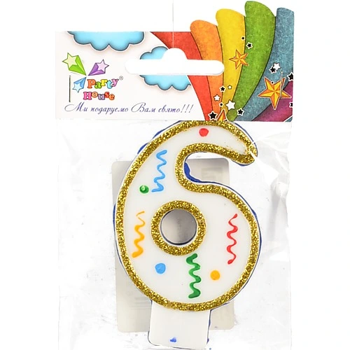 Свічка цифра велика 6 1шт.