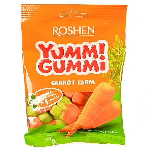 Цукерки Roshen 70г желейні yummi gummi carrot farm